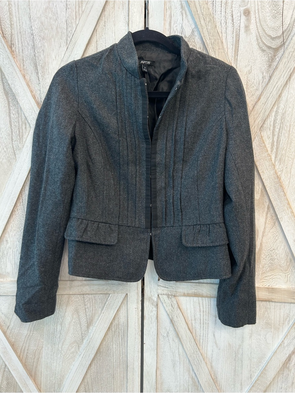 Apt. 9 Women's Dark Gray Tailored Wool-Blend Blazer Jacket